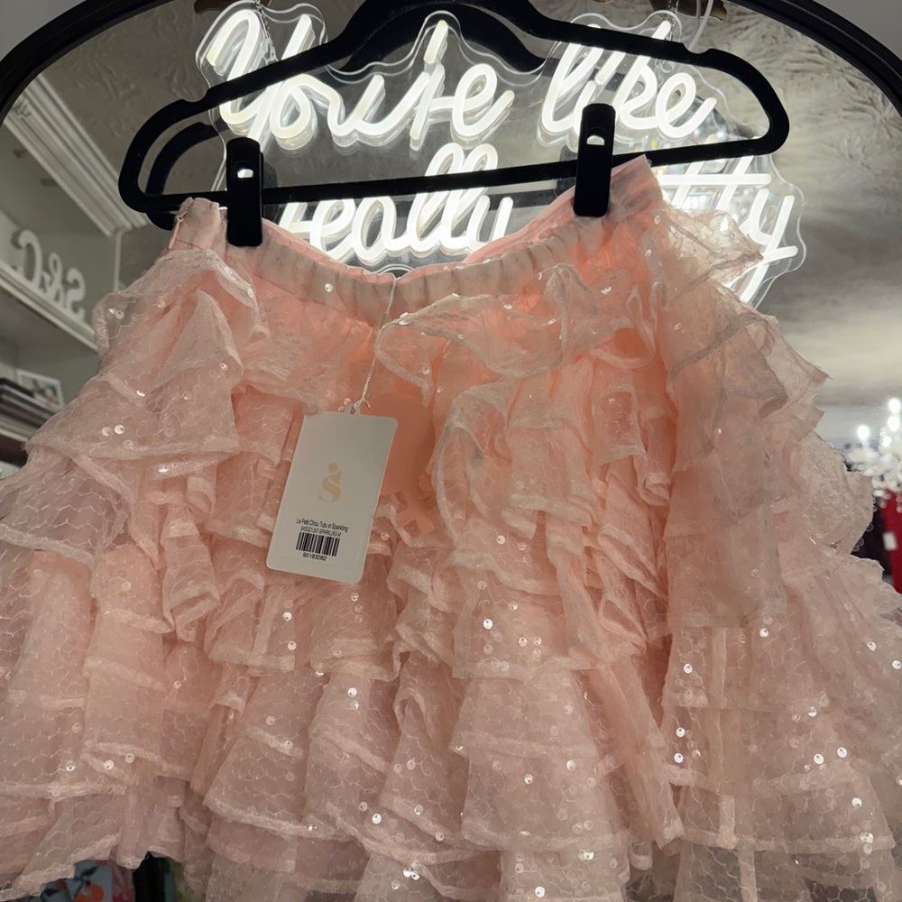 Selkie Petit Chou Sparkling Tutu Skirt Baby Pink Ruffled Tulle Sequins Sold Out! - Picture 4 of 5